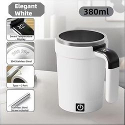 Tazza da caffè magnetica con coperchio a cannuccia, frullatore in acciaio inox 304, miscelazione rapida a 7000 giri/min per frullati caffè, ricaricabile tramite USB per casa/ufficio/viaggio (bevande