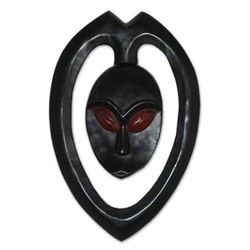 Ghanaian wood mask, 'Spirit of Love' - Unique African Wood Mask