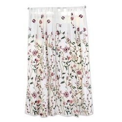 Kashmir Bloom,'2 Floral Embroidered Cotton Curtains Handmade in India'