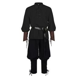 Medievale Rinascimento Costume di fantasia Lunghe Pirata Vichingo Costume Per uomo Vichingo Costumi da pirata Halloween Carnevale Performance LARP Fiera Rinascimentale Adulti Camicia Pantaloni Cintura
