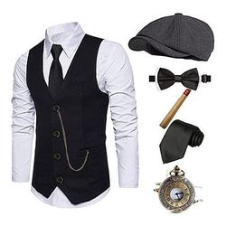 Anni Ruggenti Anni 1920 Retrò Vintage Abiti Gilet Cappello Panama Il grande Gatsby Gentiluomo Gangster Moda Costume Per uomo Natale Halloween Carnevale Balli di fine anno Festival Adulti Cravatta