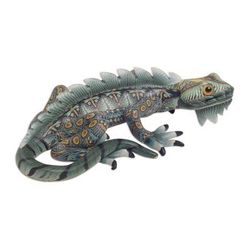 Watchful Iguana,'Handcrafted Polymer Clay Iguana Sculpture (4 Inch)'