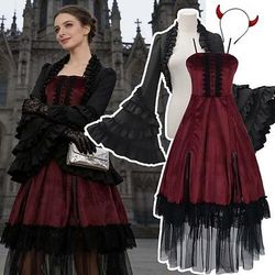 Rococò Vittoriano Rinascimento Vestito Cappotto Costume di fantasia Strega Vampiro Abiti reali Costume Per donna Fantasia Halloween Carnevale Performance LARP Fiera Rinascimentale Adulti Top Vestito