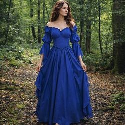 Retrò Vintage Medievale Rinascimento Lunghezza al pavimento Vestito Elfo Costume Per donna Halloween Carnevale Mascherata Fiera Rinascimentale Festa a tema retrò Adulti Vestito