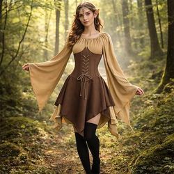 Medievale Rinascimento Vestito Copricapo Accessori Elfo Fata Elfico Costume Per donna Fantasia Halloween Carnevale Performance LARP Fiera Rinascimentale Adulti Vestito Altri Accessori