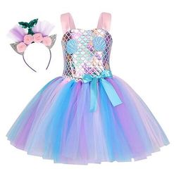 Sirena Principessa Vestito Tutu Costume per festa a tema Film Cosplay for Ragazze Bambini Halloween Mascherata Settimana del libro Vacanza Feste Ferie