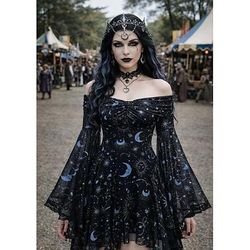 Medievale Steampunk Vestito Costume di fantasia Lunghe Strega Vampiro Costume Per donna Fantasia Halloween Carnevale Performance LARP Fiera Rinascimentale Adulti Vestito
