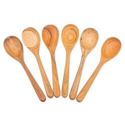 Sweet Nature,'Handmade Teak Wood Dessert Spoons from Thailand (Set of 6)'