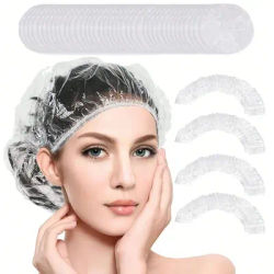 Disposable Shower Cap,Head Cover,Elastic Mouth Strip Shape,Plastic,Thick PE,Hair Salon,Hair Dye,Hair Salon,Hotel,Shower Use