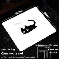Tapis de souris en verre motif chaton mignon Sora, tapis de jeu personnalisé, motif personnalisé, tapis de bureau gaming lisse en verre trempé pour FPS, Esports et bureau