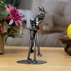 'Football Sports-Themed Eco-Friendly Recycled Metal Sculpture'