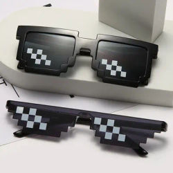 Lunettes de soleil rétro en mosaïque pour hommes, lunettes de soleil robot Gamer noires, lunettes de soleil vintage, lunettes de fête cool