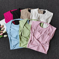 Femmes Sport soutien-gorge haut Push Up Sexy beauté dos Fitness Yoga soutien-gorge t-shirts Sport hauts pour femmes respirant course gilet vêtements de sport