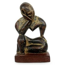 Thinking Man,'Vintage Style Ghanaian Wood Sculpture'