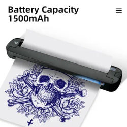 Portable Tattoo Printers Wireless Small Thermal Printer, Bluetooth Printer Support A4 Thermal Paper Compatible Phone&PC