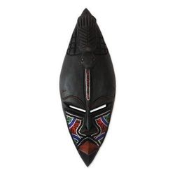 Ghanaian wood mask, 'Dzonu Warrior'