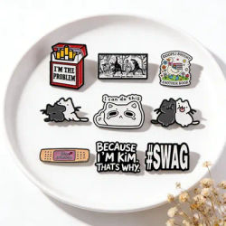 Humorous Spanish Quotes Enamel Pin Cartoon Cat Badges on Backpack Goose Brooches Hat Lapel Pins Cosplay Accessories Toys Gifts