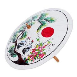Tree of Love,'Hand-Painted Cotton Parasol with Bamboo Frame'