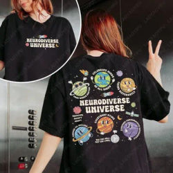 Neurodiverse univers télécharger sensibilisation à l'autisme t-shirt conceptions espace Clipart éducation spéciale Camisetas hommes femmes couverture en coton