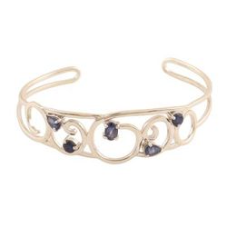 Gujarat Garden,'Genuine Sapphire and Sterling Silver Bracelet'