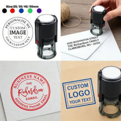 25/30/40/50mm Logo Personalized Custom Self Inking Stamp Press-type Inking Stamps Customized Business Card Wedding Invitation