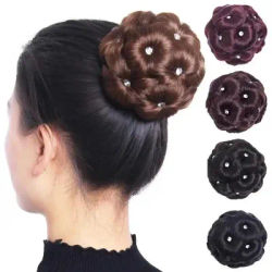 New 1 Pcs Fashion Round Hair Bun Curly Hairs Bride Rhinestone Headwear Personalized Styling Tools For Women Gifts Accessories