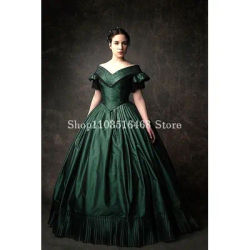 Robe De bal victorienne historique vert émeraude, Corset en Satin sans bretelles, en taffetas, Robes De Soirée personnalisées pour femmes
