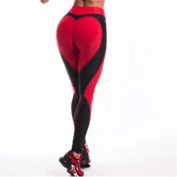Leggings en forme de coeur femmes nouveau rouge noir couleur taille haute pantalon Patchwork imprimé Leggins grande taille haute élastique Fitness Leggings