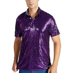 Retrò Vintage Anni '70 Rave T-shirt Polo Maniche corte Disco Paillettes Costume Per uomo Halloween Carnevale Festival Musicale Parata dell'Orgoglio Mese dell'orgoglio Adulti Maglietta Primavera