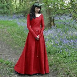 Retrò Vintage Medievale Rinascimento Vestito Abito Tunica Signora Vichingo Ranger Elfico Costume Per donna Celtico Vichingo Halloween Mascherata Casual Quotidiano LARP Fiera Rinascimentale Adulti
