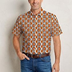 Retrò Vintage Hippie Anni '70 Camicia Maniche corte Hippie Geometrico Con onde Costume Per uomo Festival Musicale Feste Abbigliamento quotidiano Adulti Camicia Primavera Estate