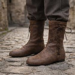 Vintage Medievale Rinascimento Scarpe Stivali jazz piatti Scarpe da Ballo Pirata Vichingo Ranger Elfico Tiro con l'arco Costume Unisex Celtico Costumi da pirata Fantasia Halloween Carnevale