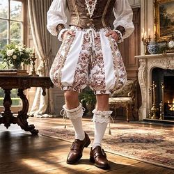 Medievale Rinascimento elisabettiano Pantaloni Principe Vampiro Nobile Costume Per uomo Reale Halloween Carnevale Mascherata Fiera Rinascimentale LARP Adulti Pantaloni