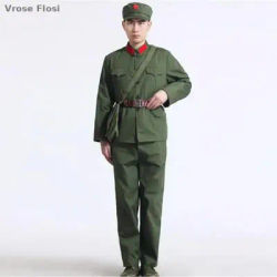 Uniforme militaire chinois de type 65 de 2025, costume d'armée vert vintage pour hommes avec chapeau, ceinture, chemise à manches longues, pantalon, style révolution culturelle