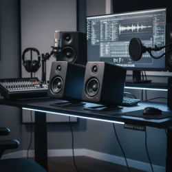 Support de haut-parleur en acier robuste, support de moniteur de bureau, support audio anti-vibration et antidérapant pour haut-parleurs de studio, haut-parleurs d'étagère