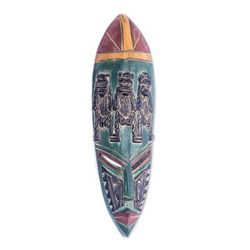 Wise Ancestors,'Handcrafted Folk Art Green Sese Wood African Mask from Ghana'