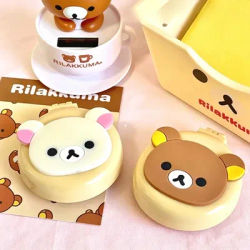 Rilakkuma Mini Portable Mirror Folding Comb Girl Women Travel Portable Round Pocket Relax Bear Small Massage Hair Brush Mirrors