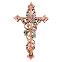 Vine Forest,'Hand Crafted Suar Wood Cross Relief Panel'