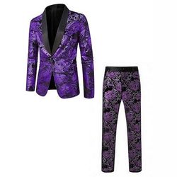 Set Retrò Vintage Anni '80 Pantaloni Abbigliamento esterno Lunghe Gentiluomo Jacquard Floreale Costume Per uomo Mascherata Feste Cocktail party Adulti Cappotto Pantaloni