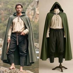 Set Medievale Rinascimento Mantello Abiti Costume di fantasia Vichinghi Ranger Costume Per uomo Vichingo Halloween Carnevale Performance LARP Fiera Rinascimentale Adulti Estate Primavera Autunno
