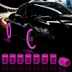 8 confezioni di tappi per valvole di pneumatici fluorescenti in plastica, coprivalvola luminosi per ruote auto, coprivalvola universali/tappi antipolvere per auto, camion, moto, biciclette