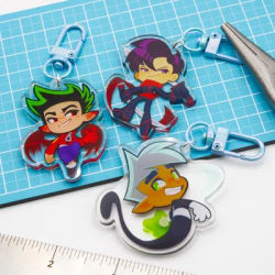 2" Double Sided Hero Acrylic Charm Keychains Danny Phantom Jake Long Randy Cunningham Ben 10 Collectible Pendants