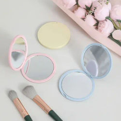 Simple Mini Hand-Held Mirror Double-Sided Folding Make-Up Mirror Plastic Portable Pocket Mirror Student