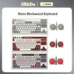 8Bitdo Retro Mechanical Keyboard,Hot Swappable Game Keyboards Bluetooth/2.4G/USB-C for Windows and Android Game Accessories