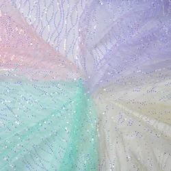 Laser Fluorescent Embroidery Sequin Fabric for Stage Performance Clothing Background Decoration Cloth Per Meter Diy Sewing Cloth