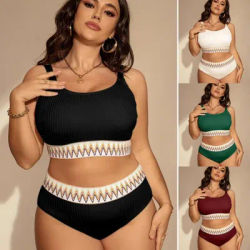 Maillot de bain grande taille, nouveau bikini deux pièces à taille haute de style européen et américain pour femmes