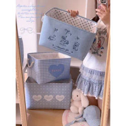 Cute Cartoon Clothes Storage Basket Home Fabric Foldable Wardrobe Clothing Organizer Children's Toy Storage Box Handmade Canvas