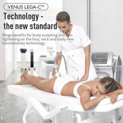 Venus Legacy radiofrequency beauty device and magnetic field therapy technology are used to tighten skin and reduce cellulite