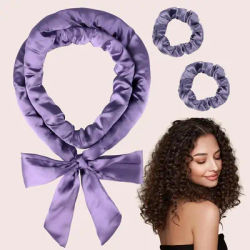 3 PCS Heatless Curls Overnight Hairband Curler Hair Curlers to Sleep In Hairband Soft No Heatless Curling Rod Curl Set-Purple