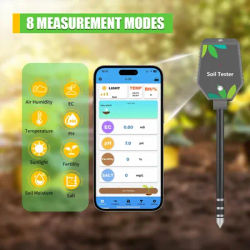 YAGO-Testeur de sol Bluetooth intelligent, pH-mètre pour plantes, humidité du sol, température EC, fertilité, sel, lumière, contrôle intelligent de l'application, 8 en 1